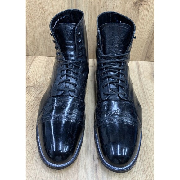 Stacy Adams Men\'s Size 15D Black Leather Cap Toe Lace Up Dress Boots Made Brazil main image 5